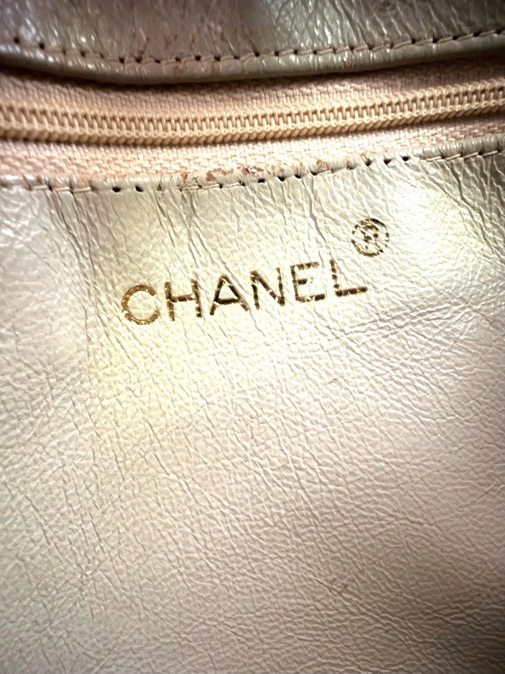CHANEL Vintage Quilted Lambskin Camera Bag Taupe Tassel COA